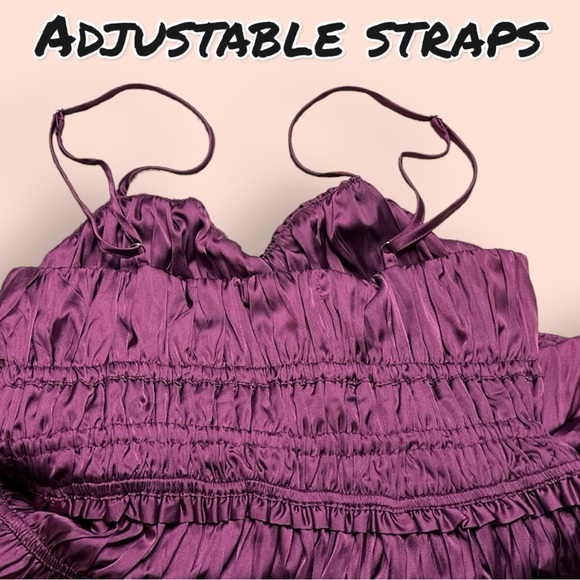 IR NWT Vernacular Satin Like Spaghetti Strap Dress in Deep Maroon. Size Small 💃 - Picture 9 of 14